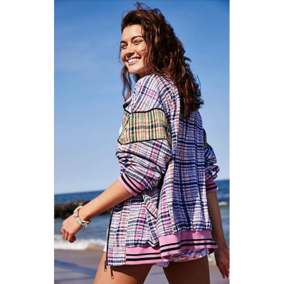 Free People Women's Oversized Plaid Penny Bomber Jacket Size XS - Picture 2 of 7